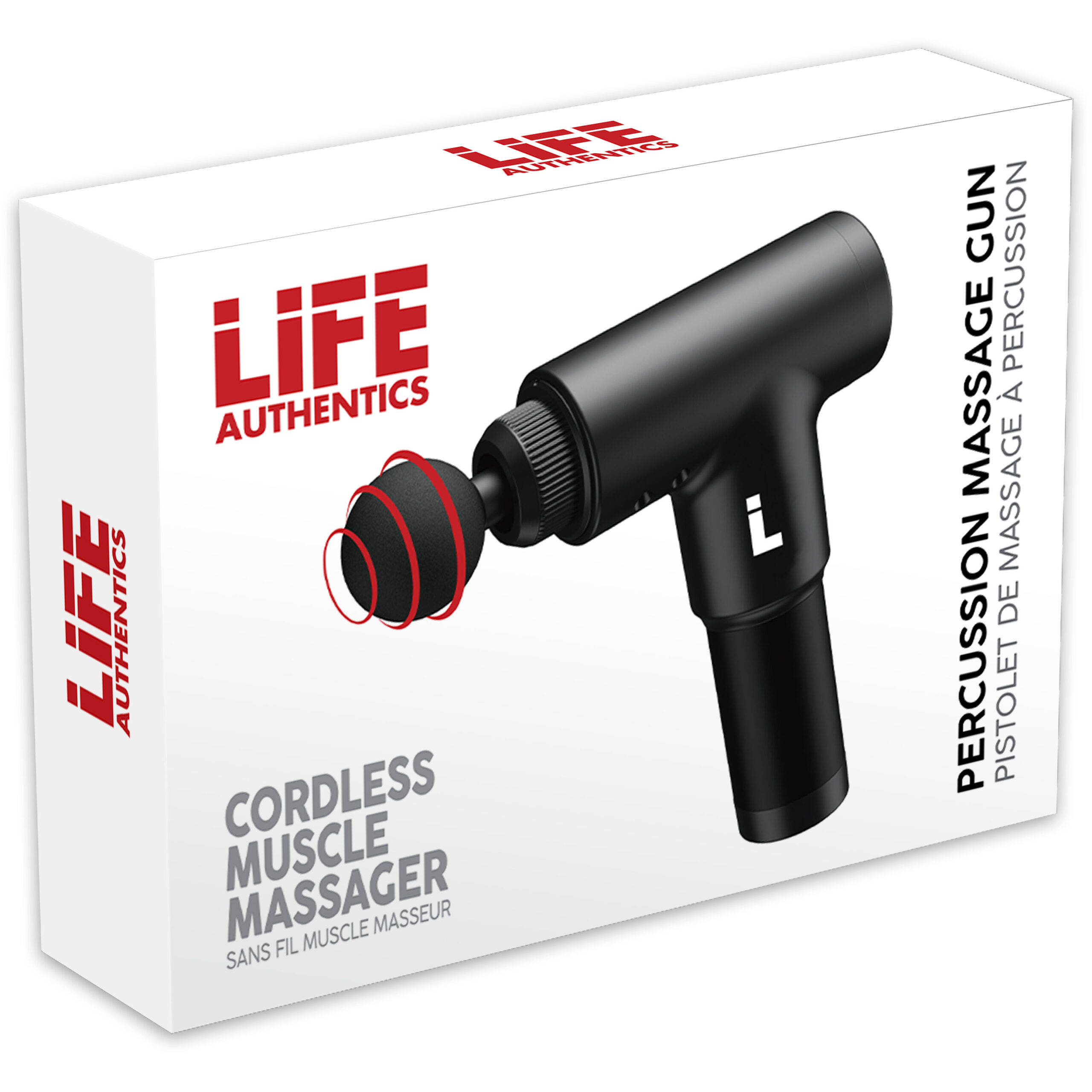 Life Authentics Black Wireless Charging Massage Gun With Charging Stand & 8  Massage Heads